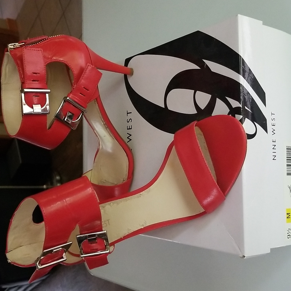 Nine West Intwyne Sandal Heel Orange LE 9.5M